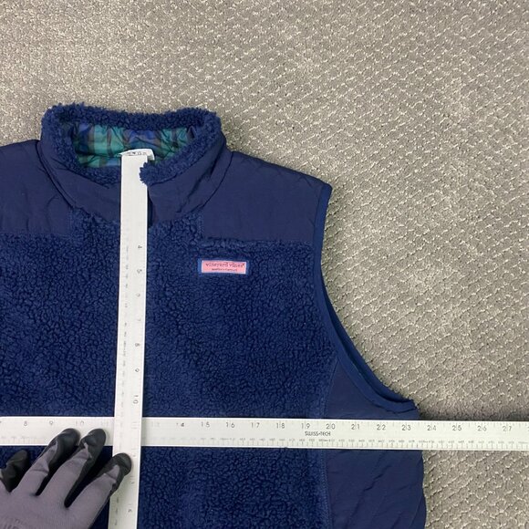 Vineyard Vines Reversible Fleece Plaid Vest Women's XL Blue Green Scotch Check - Picture 12 of 15